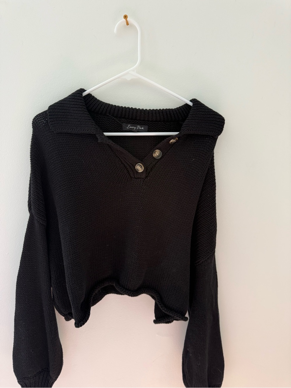 Emory Park Black Button-Detail Knit Sweater